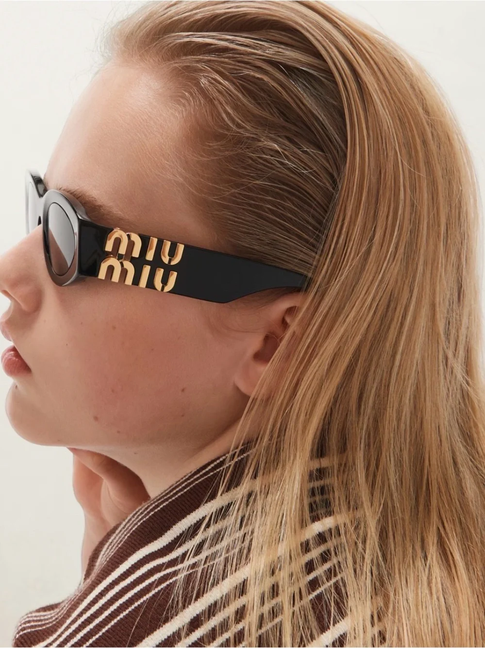 Miu Miu Kids Black Sunglasses with Gold Logo
